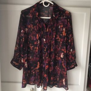 Multicolor sheer fall blouse